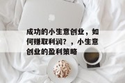 成功的小生意创业，如何赚取利润？，小生意创业的盈利策略