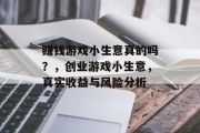 赚钱游戏小生意真的吗？，创业游戏小生意，真实收益与风险分析