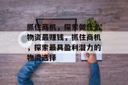 抓住商机，探索做什么物资最赚钱，抓住商机，探索最具盈利潜力的物资选择