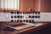 网上做什么样的小生意容易赚钱？，易赚钱的网上创业项目推荐