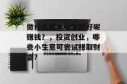 做什么资本小生意好呢赚钱？，投资创业，哪些小生意可尝试赚取财富?