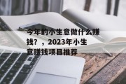今年的小生意做什么赚钱？，2023年小生意赚钱项目推荐