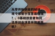 从零开始创业的秘诀，现今哪些小生意最赚钱？，0基础创业者如何选择创业项目并把握商机?