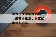 学做小生意能赚钱吗？，经营小生意，财富的来源与方法