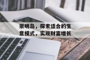 崇明岛，探索适合的生意模式，实现财富增长