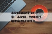 小沈阳唱歌赚钱的小生意，小沈阳，如何通过唱歌实现经济独立
