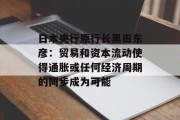 日本央行原行长黑田东彦：贸易和资本流动使得通胀或任何经济周期的同步成为可能