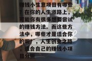 赚钱小生意项目有哪些？在你的人生道路上，可能你有很多想要尝试的赚钱方法。而这些方法中，哪些才是适合你的呢？，人生创业之路，适合自己的赚钱小项目分析