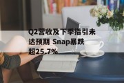 Q2营收及下季指引未达预期 Snap暴跌超25.7%