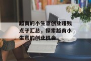 越南的小生意创业赚钱点子汇总，探索越南小生意的创业机会
