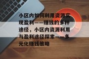 小区内如何利用资源实现盈利——赚钱的多种途径，小区内资源利用与盈利途径探索——多元化赚钱策略