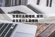 生意什么最赚钱_做农业生意什么最赚钱