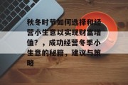 秋冬时节如何选择和经营小生意以实现财富增值？，成功经营冬季小生意的秘籍，建议与策略