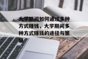 大学期间如何通过多种方式赚钱，大学期间多种方式赚钱的途径与策略