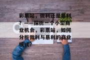 彩票站，微利还是暴利？——探析一个小型商业机会，彩票站，如何分析微利与暴利的商业模式?