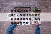 在乡镇做什么小生意赚钱？，乡镇特色小本生意创业项目推荐，农村副业致富之路