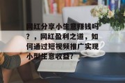 网红分享小生意赚钱吗？，网红盈利之道，如何通过短视频推广实现小型生意收益?