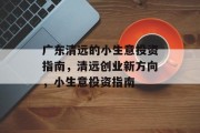 广东清远的小生意投资指南，清远创业新方向，小生意投资指南