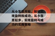 从小生意开始，如何实现盈利和成功，从小生意起步，实现盈利与成功的实用策略