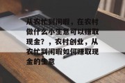 从农忙到闲暇，在农村做什么小生意可以赚取现金？，农村创业，从农忙到闲暇如何赚取现金的生意