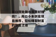 周口何处做小生意好赚钱？，周口小本创业项目推荐，轻松赚取财富的致富之道