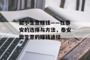 做小生意赚钱——在泰安的选择与方法，泰安做生意的赚钱途径