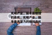 光明产业，探寻最赚钱的商机，光明产业，探寻最具潜力的赚钱商机