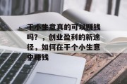 干小生意真的可以赚钱吗？，创业盈利的新途径，如何在干个小生意中赚钱