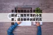平潭有哪些小生意可以尝试，推荐平潭的小生意，适合新手创业的选择