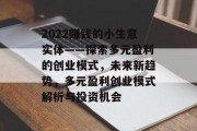 2022赚钱的小生意实体——探索多元盈利的创业模式，未来新趋势，多元盈利创业模式解析与投资机会