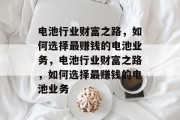 电池行业财富之路，如何选择最赚钱的电池业务，电池行业财富之路，如何选择最赚钱的电池业务