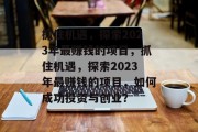 抓住机遇，探索2023年最赚钱的项目，抓住机遇，探索2023年最赚钱的项目，如何成功投资与创业？
