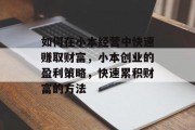 如何在小本经营中快速赚取财富，小本创业的盈利策略，快速累积财富的方法