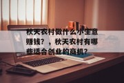 秋天农村做什么小生意赚钱？，秋天农村有哪些适合创业的商机？