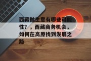 西藏做生意有哪些可能性？，西藏商务机会，如何在高原找到发展之路