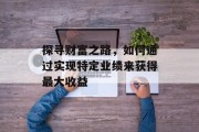 探寻财富之路，如何通过实现特定业绩来获得最大收益