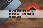做小生意赚钱难啊！，创业艰辛，小生意赚钱不易的揭示