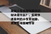 美国小生意赚钱最快的秘诀是什么？，实现快速盈利的小生意秘籍，美国市场策略分享