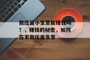做压面小生意能赚钱吗？，赚钱的秘密，如何在家做压面生意