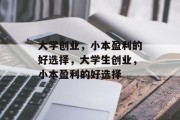 大学创业，小本盈利的好选择，大学生创业，小本盈利的好选择