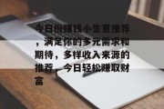 今日份赚钱小生意推荐，满足你的多元需求和期待，多样收入来源的推荐，今日轻松赚取财富