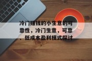 冷门赚钱的小生意的可靠性，冷门生意，可靠、低成本盈利模式探讨