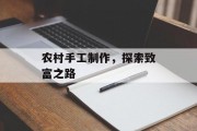 农村手工制作，探索致富之路