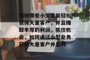 揭秘哪些小生意能轻松获得大量客户,并且赚取丰厚的利润,抓住机会,如何通过小型业务获得大量客户并盈利 揭秘哪些小生意能轻松获得大量客户,并且赚取丰厚的利润,抓住机会,如何通过小型业务获得大量客户并盈利