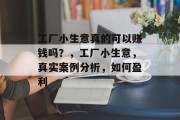 工厂小生意真的可以赚钱吗？，工厂小生意，真实案例分析，如何盈利