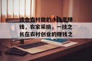 适合农村做的小生意赚钱，农家采摘，一技之长在农村创业的赚钱之道
