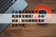 什么是小型创业项目，既简单又赚钱？，小小创业，轻松赚取财富的全新方式