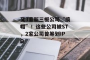又3家新三板公司“摘帽”！这些公司被ST，2家公司曾筹划IPO