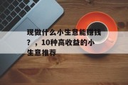 现做什么小生意能赚钱？，10种高收益的小生意推荐