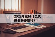 2022年选择什么代理业务能赚钱？
